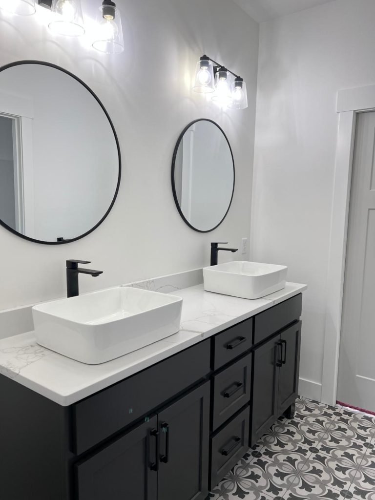 double vanity with raised sinks