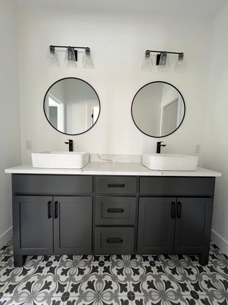 double vanity with raised sinks